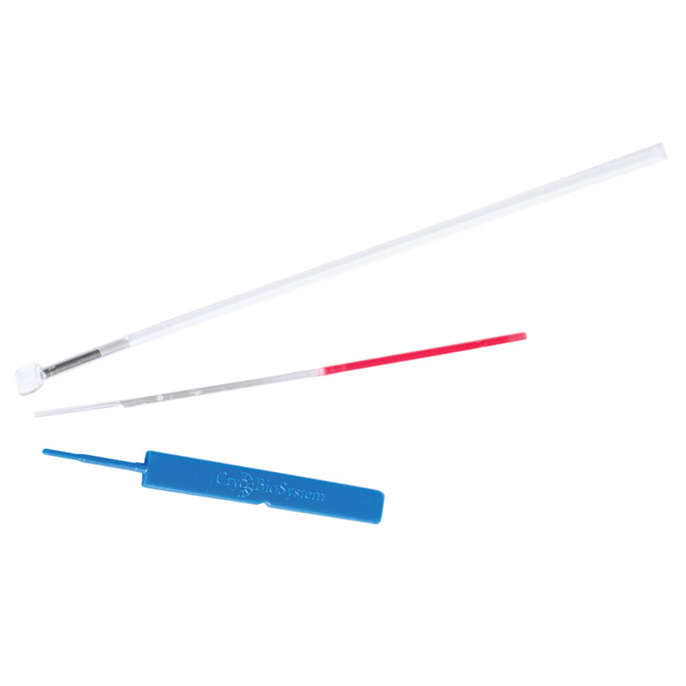 Paillettes de vitrification utilisées pour la congélation ultra-rapide d’ovocytes ou d’embryons dans le cadre d’un protocole d’Assistance Médicale à la Procréation (AMP).